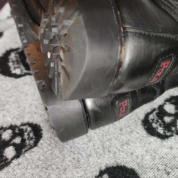 POLO RALPH LAUREN BUCKLE LUG LEATHER BOOT MEN 8.5 WOMEN 10.5 BLACK - Picture 10 of 14